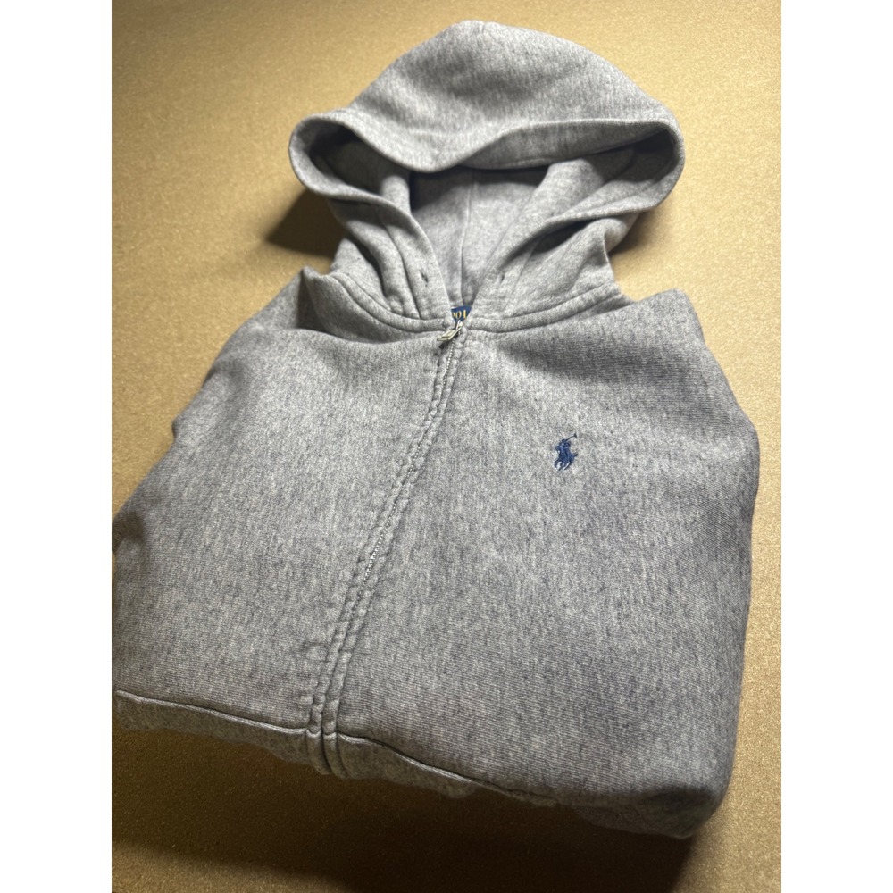 Polo Ralph Lauren Mens Gray Full Zip Fleece Hoodie Small Pony Logo Heather Gray